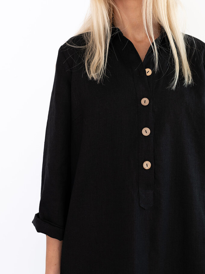 Image 5 of GIANNA Linen Shirt Dress in Black from Love and Confuse