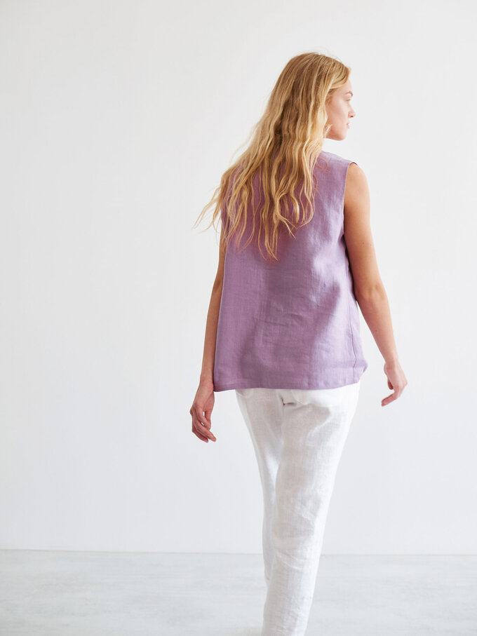 Image 3 of HARPER Linen Tank Top in Radiant Orchid from Love and Confuse