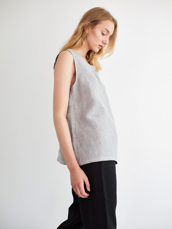 Image 1 of HARPER Linen Tank Top in Stripe from Love and Confuse