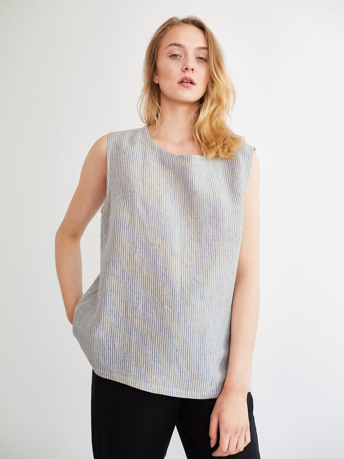 Image 3 of HARPER Linen Tank Top in Stripe from Love and Confuse