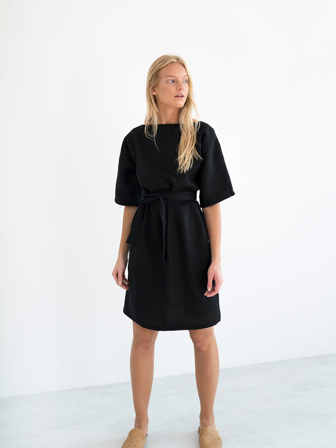 Image 1 of ISABEL Linen Dress in Black from Love and Confuse