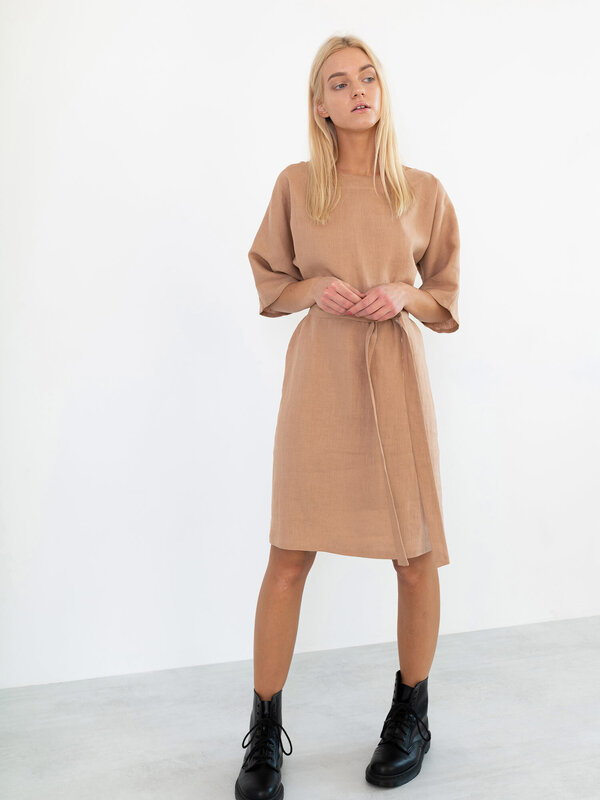 Image 1 of ISABEL Linen Dress in Camel from Love and Confuse