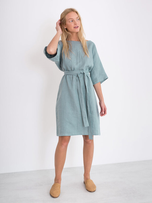 Image 1 of ISABEL Linen Dress in Dark Turquoise from Love and Confuse