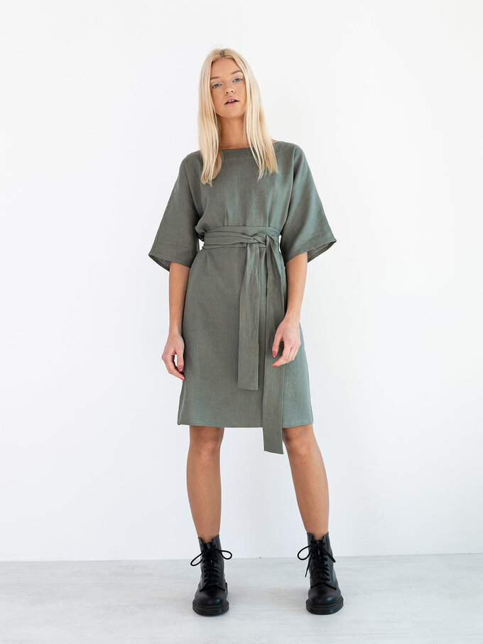 Image 3 of ISABEL Linen Dress in Sage Green from Love and Confuse