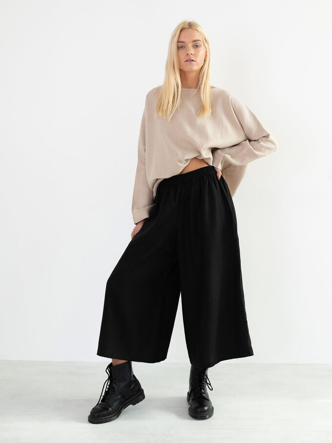 Image 1 of JAYDEN Linen Culottes in Black from Love and Confuse