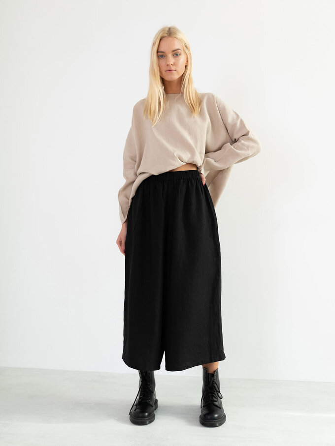 Image 3 of JAYDEN Linen Culottes in Black from Love and Confuse