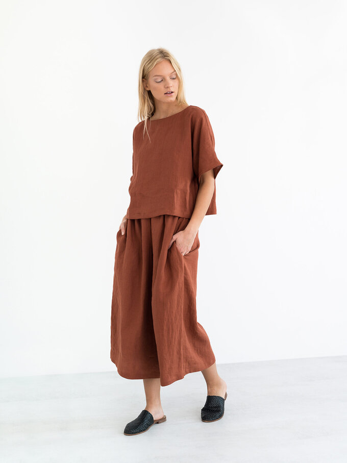 Image 1 of JAYDEN Linen Culottes in Rust from Love and Confuse