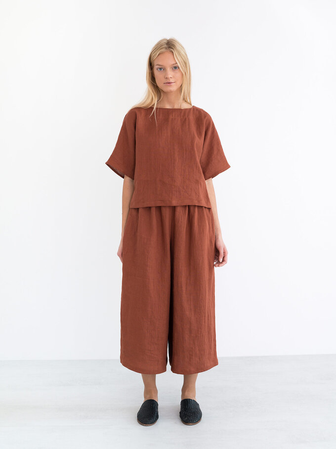 Image 2 of JAYDEN Linen Culottes in Rust from Love and Confuse