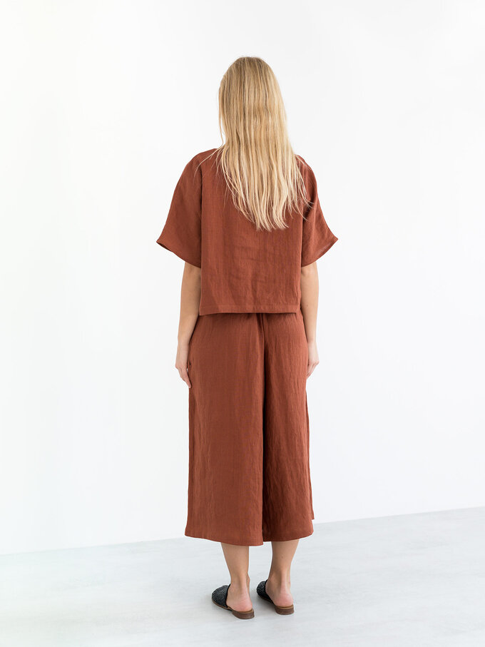 Image 6 of JAYDEN Linen Culottes in Rust from Love and Confuse