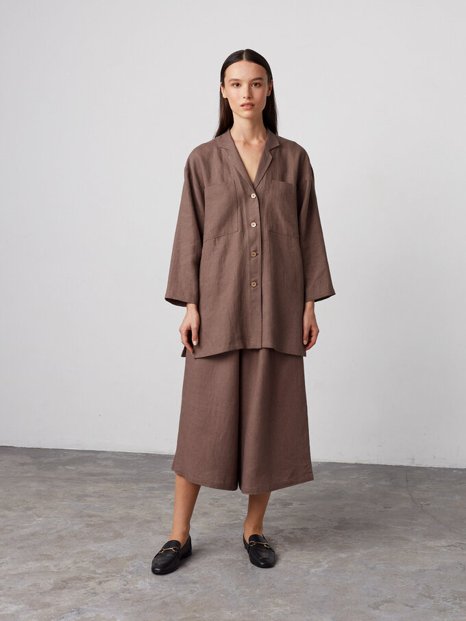 Image 1 of JAYDEN Linen Culottes in Cocoa from Love and Confuse