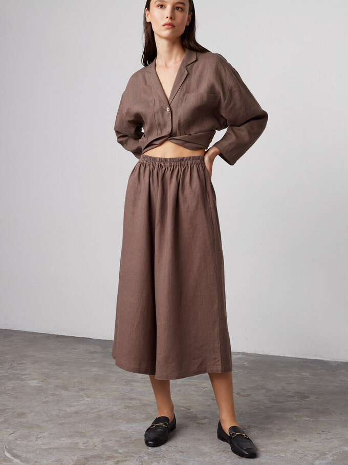 Image 3 of JAYDEN Linen Culottes in Cocoa from Love and Confuse