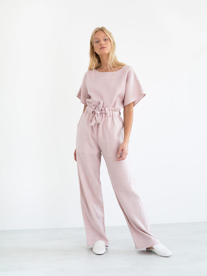 Image 1 of JULIET Wide Leg Linen Pants in Apple Blossom from Love and Confuse