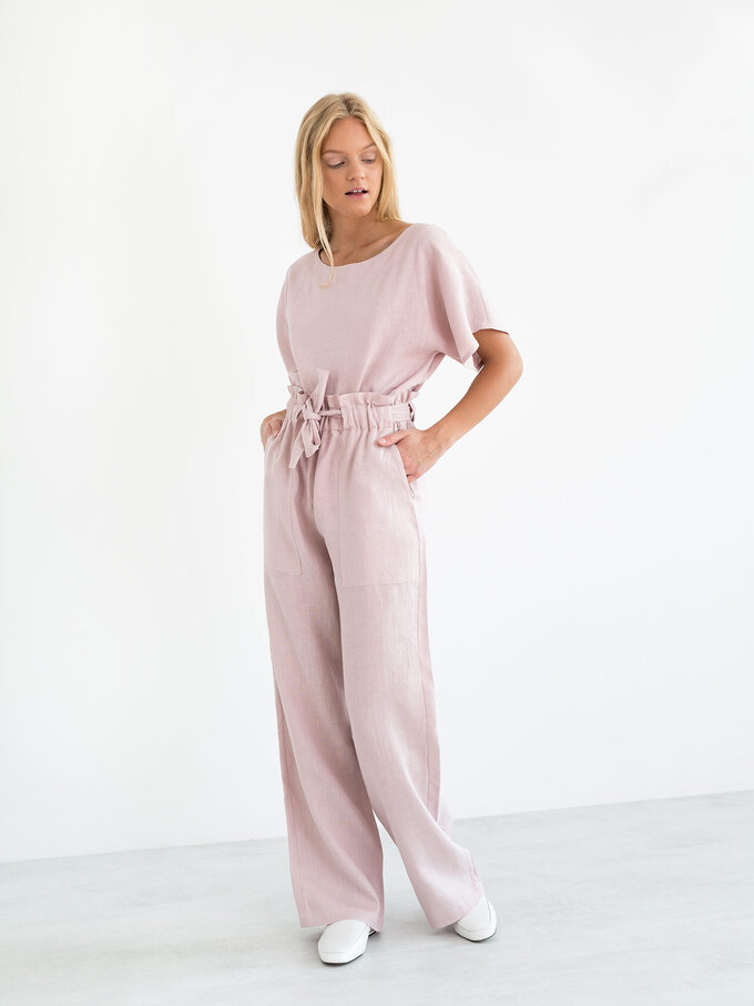 Image 3 of JULIET Wide Leg Linen Pants in Apple Blossom from Love and Confuse