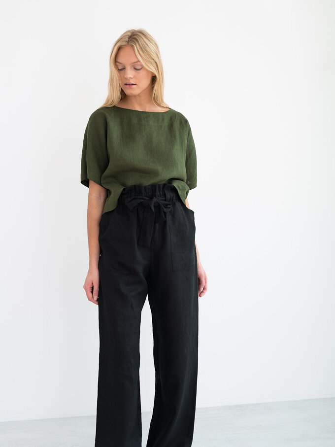 Image 2 of JULIET Wide Leg Linen Pants in Black from Love and Confuse