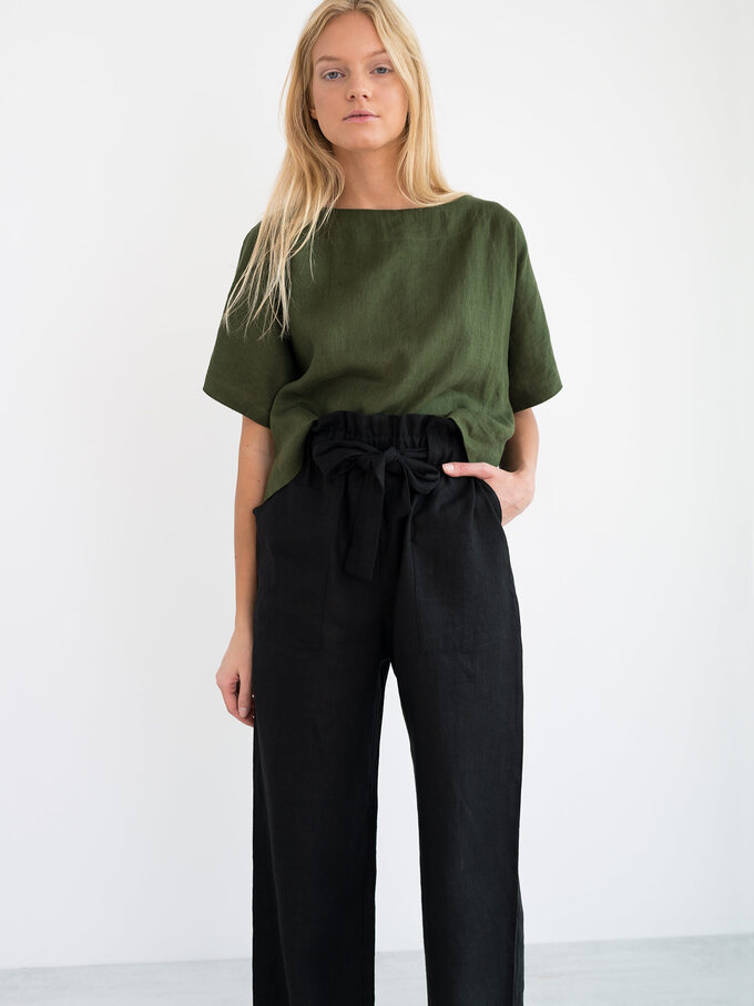 Image 3 of JULIET Wide Leg Linen Pants in Black from Love and Confuse