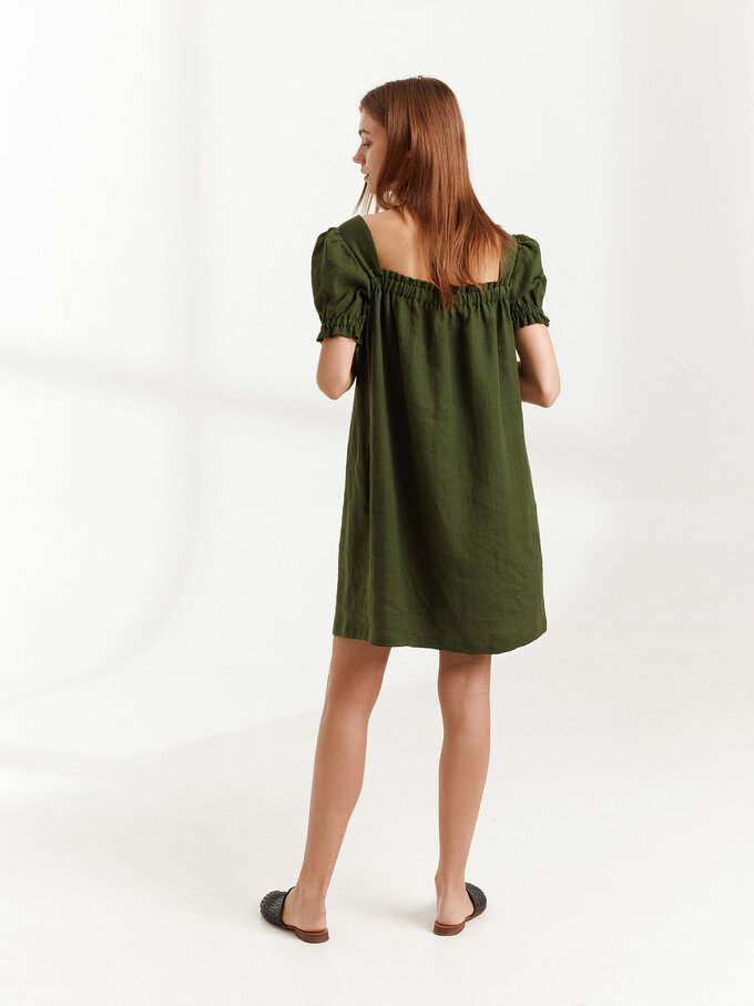 Image 5 of JULY Linen Button Down Dress in Forest Green from Love and Confuse