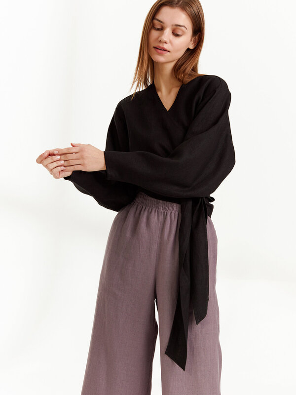 JUNE Linen Wrap Top