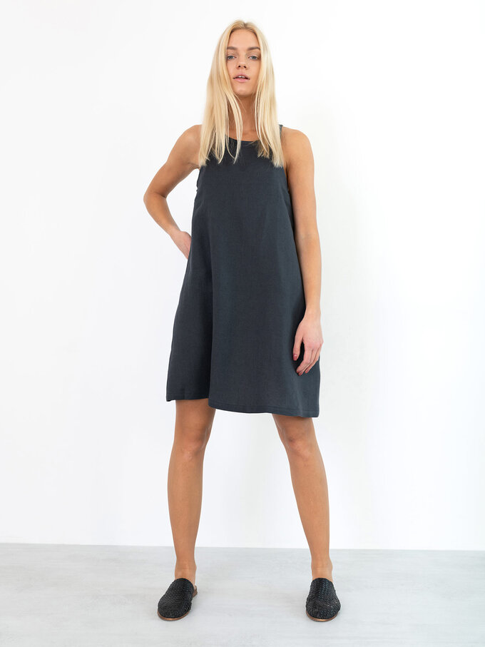 Image 1 of LILY Sleeveless Linen Dress in Dark Grey from Love and Confuse