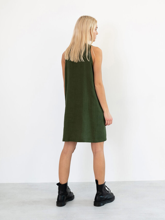 Image 6 of LILY Sleeveless Linen Dress in Forest Green from Love and Confuse