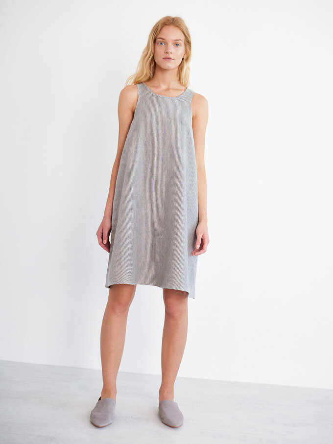 Image 1 of LILY Sleeveless Linen Dress in Stripe from Love and Confuse