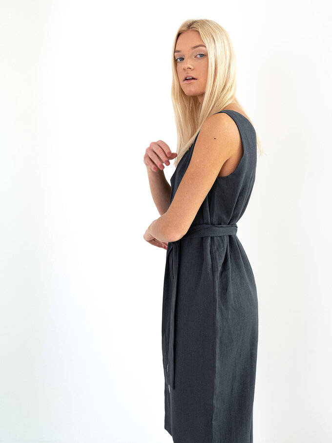 Image 1 of MADELINE Linen Jumpsuit in Dark Grey from Love and Confuse