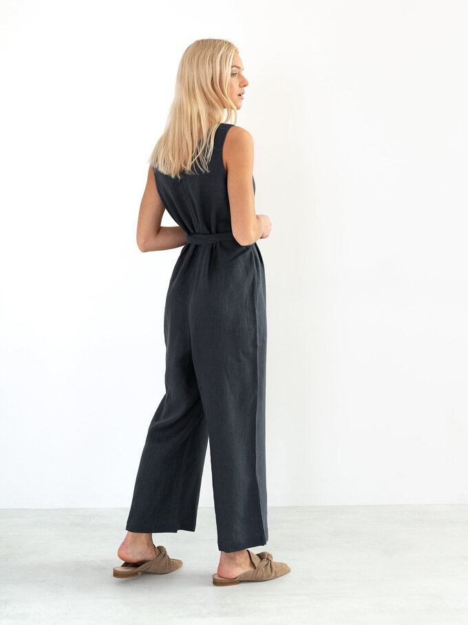 Image 6 of MADELINE Linen Jumpsuit in Dark Grey from Love and Confuse