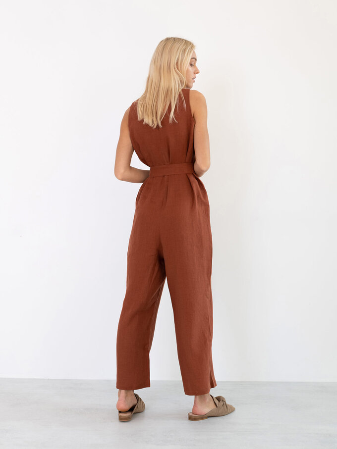 Image 6 of MADELINE Linen Jumpsuit in Rust from Love and Confuse