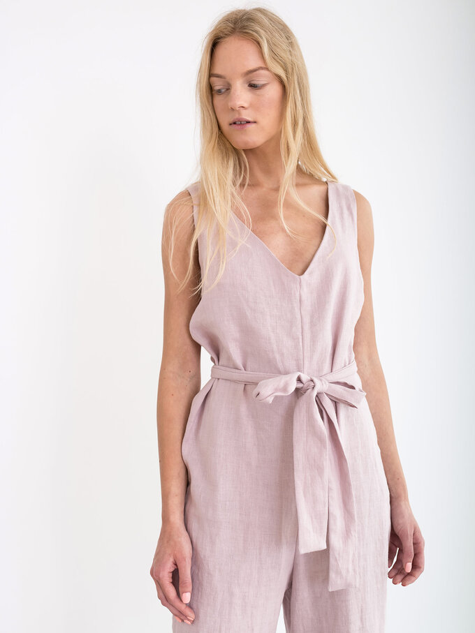 Image 6 of MADELINE Linen Jumpsuit in Apple Blossom from Love and Confuse