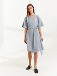 Image 2 of MARY Linen Wrap Dress in Bluestone from Love and Confuse