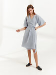 Image 3 of MARY Linen Wrap Dress in Bluestone from Love and Confuse