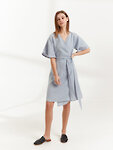 Image 5 of MARY Linen Wrap Dress in Bluestone from Love and Confuse
