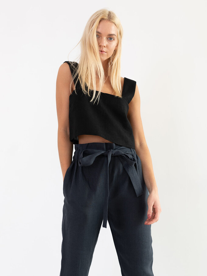 Image 1 of NOAH High Waisted Linen Pants in Dark Grey from Love and Confuse