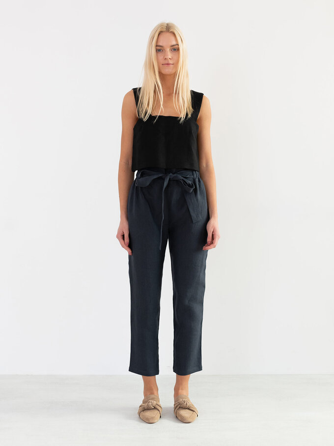 Image 2 of NOAH High Waisted Linen Pants in Dark Grey from Love and Confuse