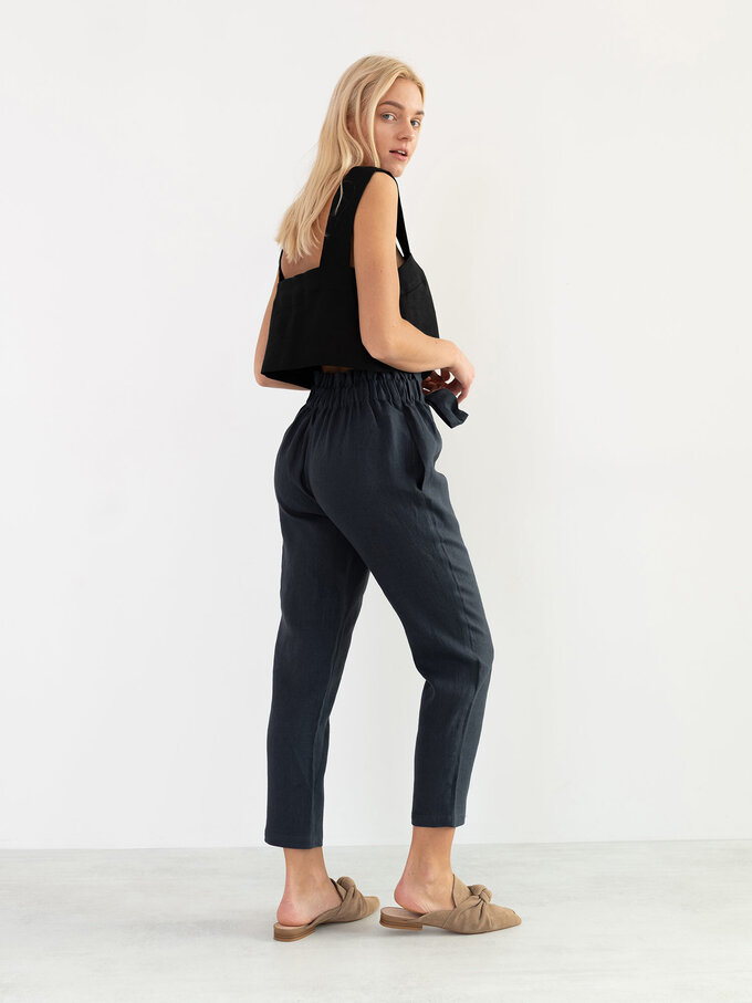 Image 4 of NOAH High Waisted Linen Pants in Dark Grey from Love and Confuse