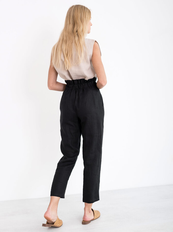 Image 3 of NOAH Paper Bag Linen Pants in Black from Love and Confuse