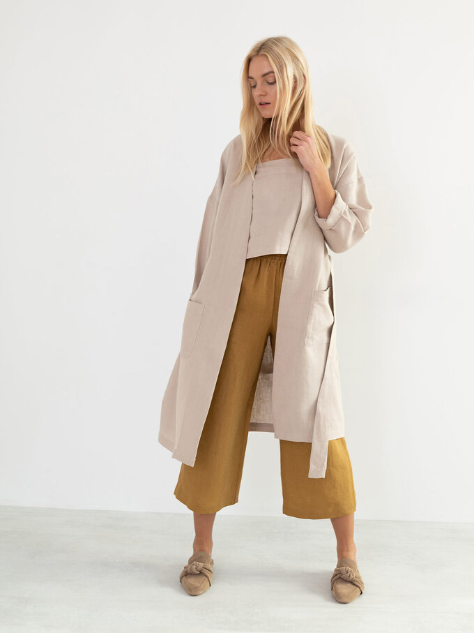 Image 1 of NORA Linen Coat in Beige from Love and Confuse