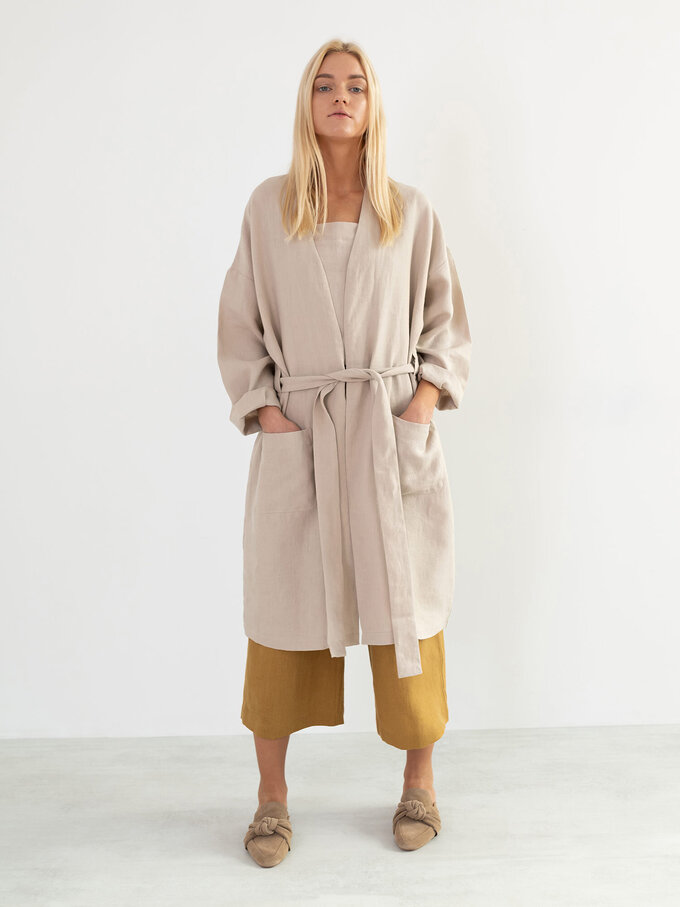 Image 3 of NORA Linen Coat in Beige from Love and Confuse