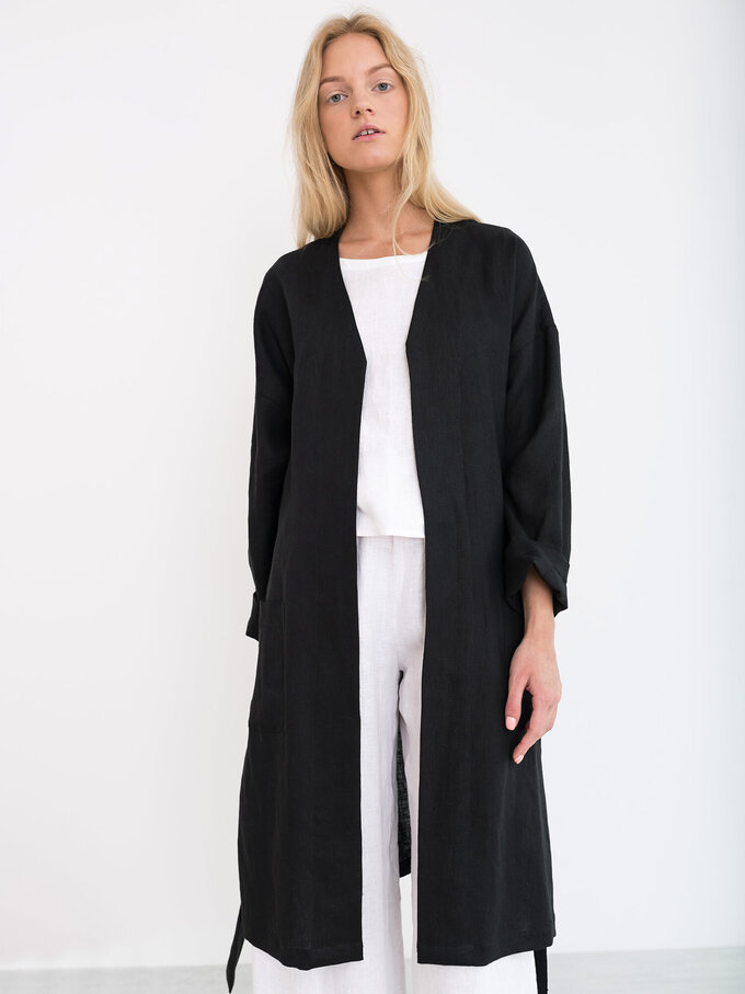 Image 1 of NORA Linen Coat in Black from Love and Confuse