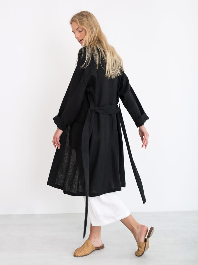 Image 2 of NORA Linen Coat in Black from Love and Confuse