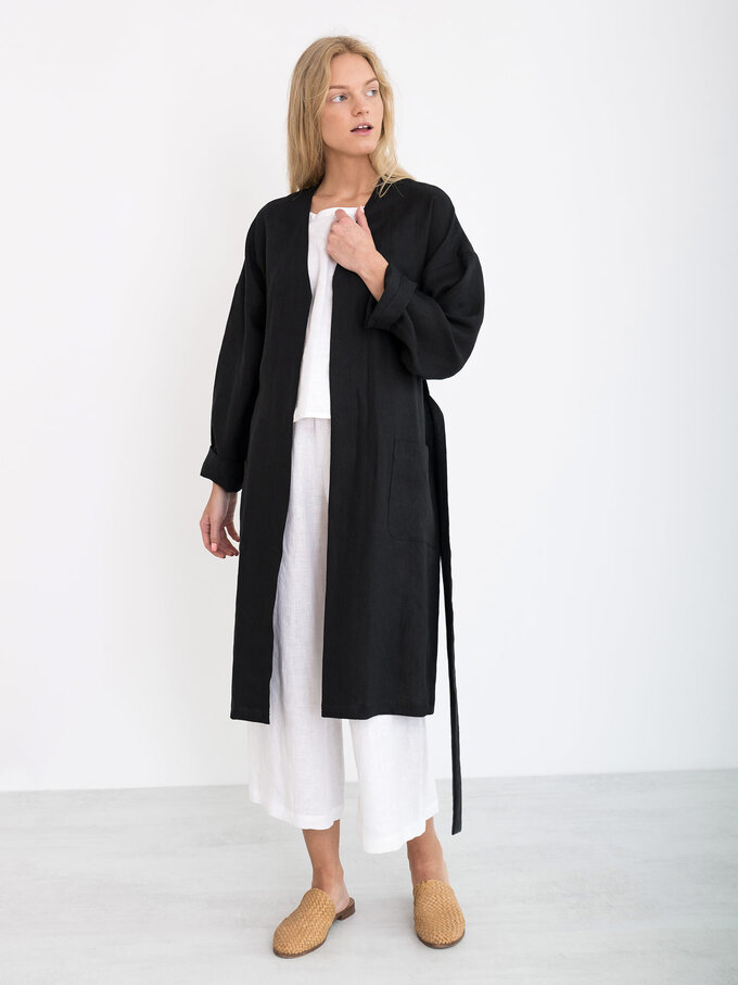 Image 3 of NORA Linen Coat in Black from Love and Confuse