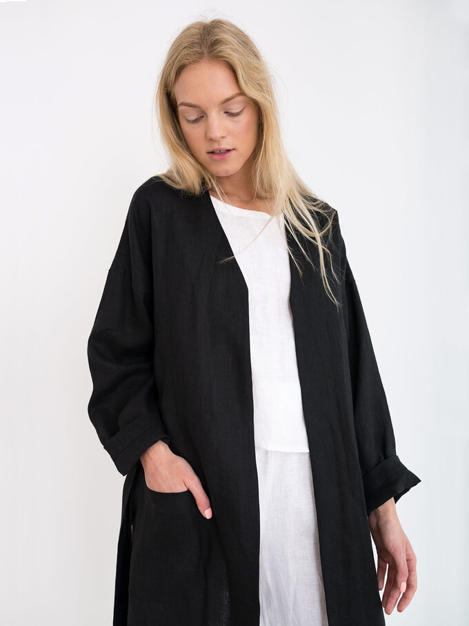 Image 4 of NORA Linen Coat in Black from Love and Confuse