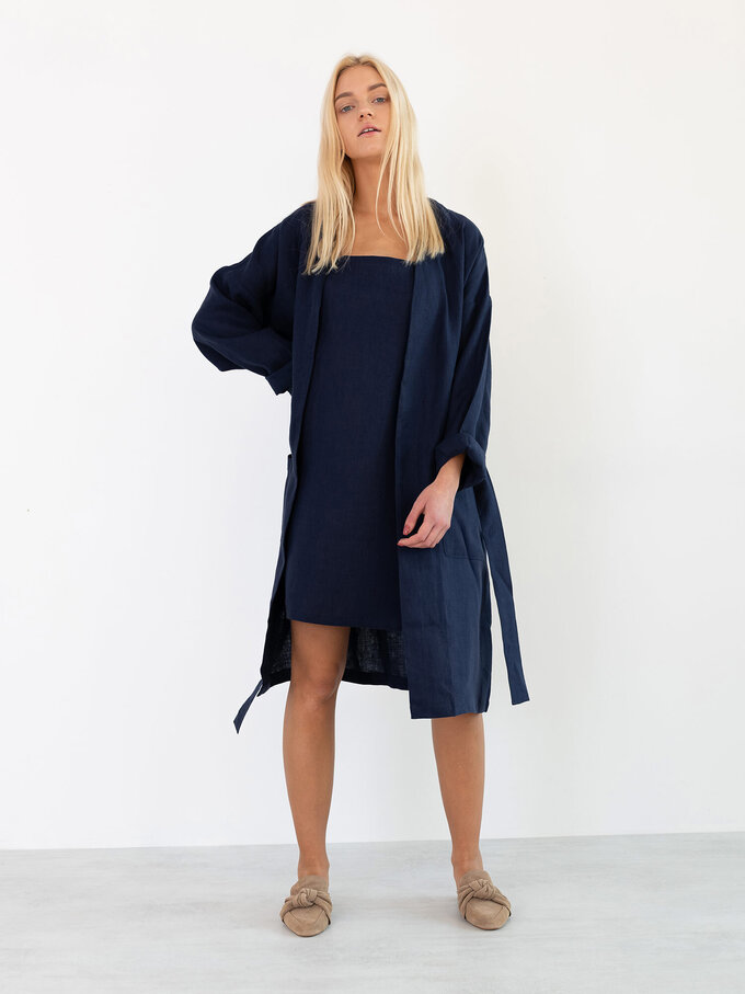 Image 5 of NORA Linen Coat in Navy Blue from Love and Confuse