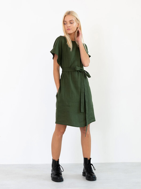 Image 1 of PENELOPE Linen Dress in Forest Green from Love and Confuse