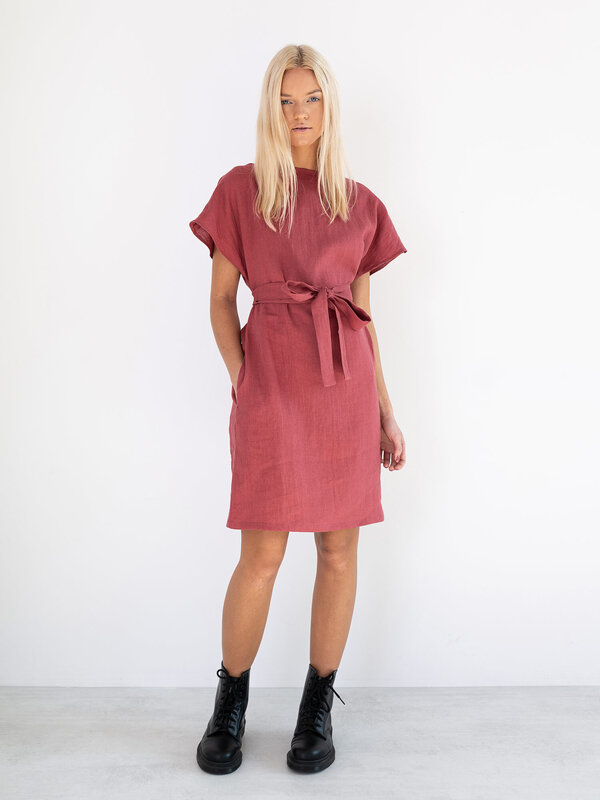 Image 1 of PENELOPE Linen Dress in Raspberry from Love and Confuse