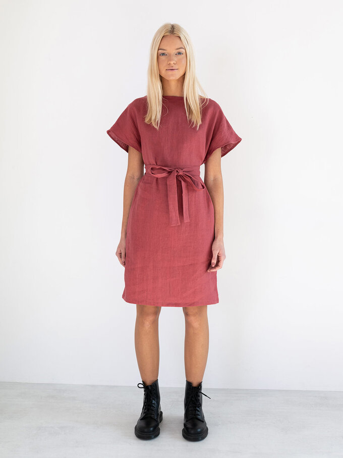 Image 3 of PENELOPE Linen Dress in Raspberry from Love and Confuse