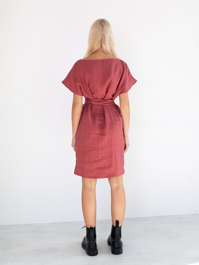 Image 5 of PENELOPE Linen Dress in Raspberry from Love and Confuse