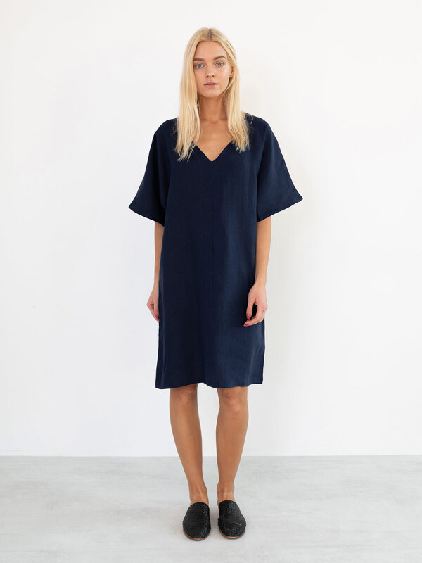 Image 1 of PEONY Linen Dress in Navy Blue from Love and Confuse