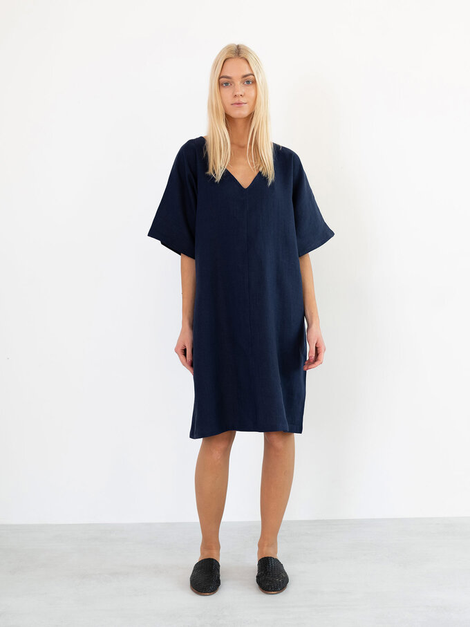 Image 5 of PEONY Linen Dress in Navy Blue from Love and Confuse