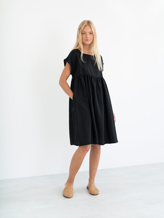 Image 3 of POPPY Linen Dress in Black from Love and Confuse