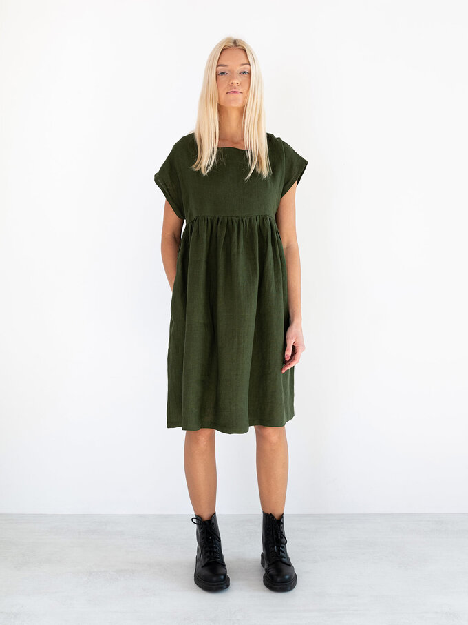 Image 2 of POPPY Linen Dress in Forest Green from Love and Confuse